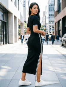 Vestidos midi para mujer - Negro - Ver 4