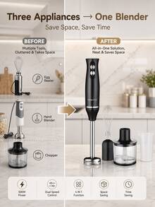 SOKANY 4-In-1 Blender, Mixer, Grinder, Combines Electric Mixer And Kitchen Blender Functions, Includes Blender, Mixing Head, Chopper And Measuring Cup. Can Be Used To Grind Meat, Fruit And Vegetables - Black - View 8