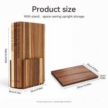 LDQ 4pcs (3pcs Cutting Boards + 1pc Base) Wood Book-style Wooden Chopping Board with Storage Rack- for Kitchen (meat, Fish, Fruits, Vegetables, Bread),wooden Cutting Board,book Cutting Board,Mother's Day Gifts,Cutting Board,Wood Cutting Board Set - 4 Stk. (3 Schneidebretter + 1 Basis) - Übersicht 3