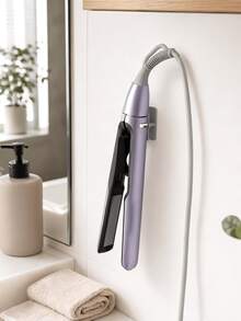 2pcs No-Drill Adhesive Hair Tool Storage Rack, Wall-Mounted Straightener And Curling Iron Holder - 2 Pieces - View 3