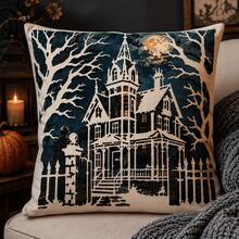 Haunted Mansion Painting Stencil, Reusable Gothic House Template For Wall Art, Canvas, Fabric, Pillow And Halloween DIY Decor Projects - Single Piece - View 3
