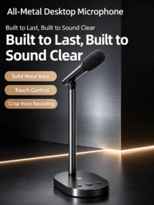 HP USB Desktop Condenser Microphone, Integrated Sound Card, Noise-Cancelling Microphone For PC, Live Streaming, Gaming, Online Meetings, And Video Classes - View 4