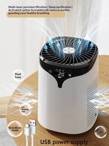 Pembersih Udara, Pemurnian Filter Efisiensi Tinggi, Pemurnian Ion Negatif, Mode Tidur, Pengaturan Kecepatan Kipas 3 Tingkat. Fungsi Produk: Menghilangkan VOC, Serbuk Sari, Partikel Debu, Formaldehida, Asap Rokok Pasif, Sterilisasi, Kabut, Disinfeksi - Putih - View 2