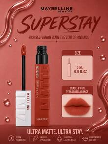 Maybelline 美寶詩 Super Stay 霧面液態唇膏 #135N 5ml，超高顯色度，持久顯色，濃郁霧面妝效，易於勾勒唇形，淡淡香草味，易於塗抹，適合所有膚色 - 美寶蓮巨持色 霧面液體唇膏 135N - 查看 2