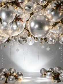 5/10/20pcs [10 Inch, 18 Inch, 22 Inch] Silver Disco Theme Balloons, Christmas Decoration, Inflatable Supplies, Suitable For Birthday Party, Anniversary And Celebration Backdrop - Multicolor - View 6