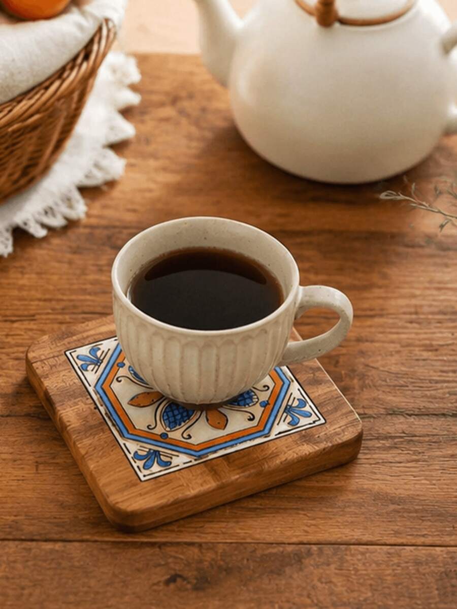 قطعة واحدة من حامل الأواني الخشبي المقاوم للحرارة، حصيرة عزل حراري بنمط زهري عتيق لطاولة المطبخ والطعام - مشاهدة 1