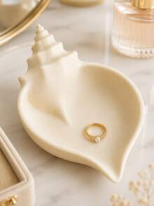 1pc Elegant Seashell Jewelry Tray, Decorative Conch Shell Trinket Dish For Rings, Earrings, Watches, Hair Clips And Small Accessories, Vanity Bedroom Bathroom Storage, Suitable For Women, Wedding Bridesmaid Gift, Room Decor, Jewelry Home Decor - Multicolor - View 7