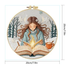 1PC 20*20cm/7.9*7.9in,Cute Princess Embroidery Kit, DIY Handmade Embroidery Set For Adult Beginners, Home Gift, Women's Sewing Gift, Including User Manual, Printed Pattern Fabric, Embroidery Frame, Needle And Thread. - Cute Princess - View 4