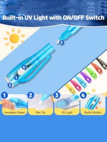 12pcs-Invisible Ink Pens, Disappearing Magic Secret Markers, Spy Pens For Secret Messages, Escape Room, Birthday, Easter, Valentine's Day Gifts, Suitable For Students, Party Favors, Christmas And Christmas Stocking Fillers, Classroom Rewards - Multi-color - View 6