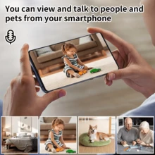 Kamera Keamanan Pintar Mini Dalam Ruangan, Video HD, Penglihatan Malam, Deteksi Gerakan, Audio Dua Arah, Kamera WiFi Plug & Play | Kamera Pemantau Hewan Peliharaan 360°, Mendukung Kontrol Aplikasi Ponsel - Putih - View 2