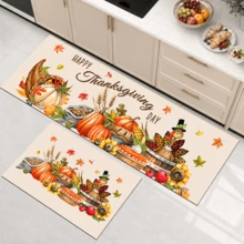1pc Harvest Theme Printed Diatomaceous Earth Kitchen Mat, Absorbent Kitchen Floor Mat, Kitchen Rug, Long Runner Mat, Sink Front Mat, Thanksgiving, Suitable As Thanksgiving Gift, Thanksgiving Decoration, Applicable For Kitchen, Bathroom, Entryway, Hallway, Laundry Room And Home Decor - Multicolor - View 6