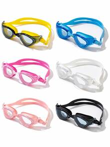 Children's Swimming Goggles, Multi-Color Options, Clear Transparent Lenses, Soft Silicone Eye Rings, Adjustable Dual Head Strap, Comfortable Fit, Swimming Training, Pool, Beach, Vacation, Unisex Swimming Gear Accessories - Yellow - View 1
