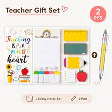 2 PCS Teacher Gift Set Glitter Pencil Pen Sticky Note Set Teacher'S Day Sticky Note Combination Gift, 330 Sheets Of 11 Different Shaped - Multicolor - View 9