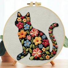 1PC 20*20cm/7.9*7.9in,Flowers And Animals Embroidery Kit, DIY Handmade Embroidery Set For Adult Beginners, Home Gift, Women's Sewing Gift, Including User Manual, Printed Pattern Fabric, Embroidery Frame, Needle And Thread. - Flowers and Animal - View 15