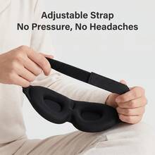 1pc 3D Contoured Sleep Eye Mask, Soft Memory Foam Light-Blocking Eye Mask, Adjustable Zero Pressure Eye Mask, Comfortable Eye Mask, Suitable For Travel Napping, Night Sleep, Home And Office - Sleep Mask - View 4