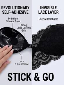 Women's Strapless Lace Sticky Bra Instant Lift Invisible Adhesive Bra With Secure Adhesion - Multicolor - View 4