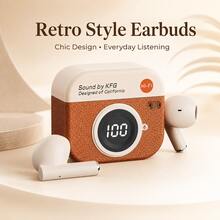 Wireless Earbuds, Cute Retro Camera Design Semi-In-Ear Headphones, With LED Battery Display Charging Case, Hi-Fi Stereo Sound, Comfortable And Portable, Suitable For Music, Travel, Work, Daily Use And Gifting, 180mAh Battery - View 9