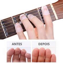 Kit com 5 Dedeiras Silicone Anti Dor – Protetor de Dedos para Violão Guitarra Ukulele Baixo Iniciante - A - Visão 2