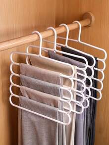 3pcs/Set Home 5-Tier Plastic Hanging Clothes Rack, Multi-Functional Scarf Rack Plastic 5-Tier Storage Clothes & Pants Rack, Suitable For Organizing Pants, Scarves, Ties And Other Long Items. - Multicolor - View 2