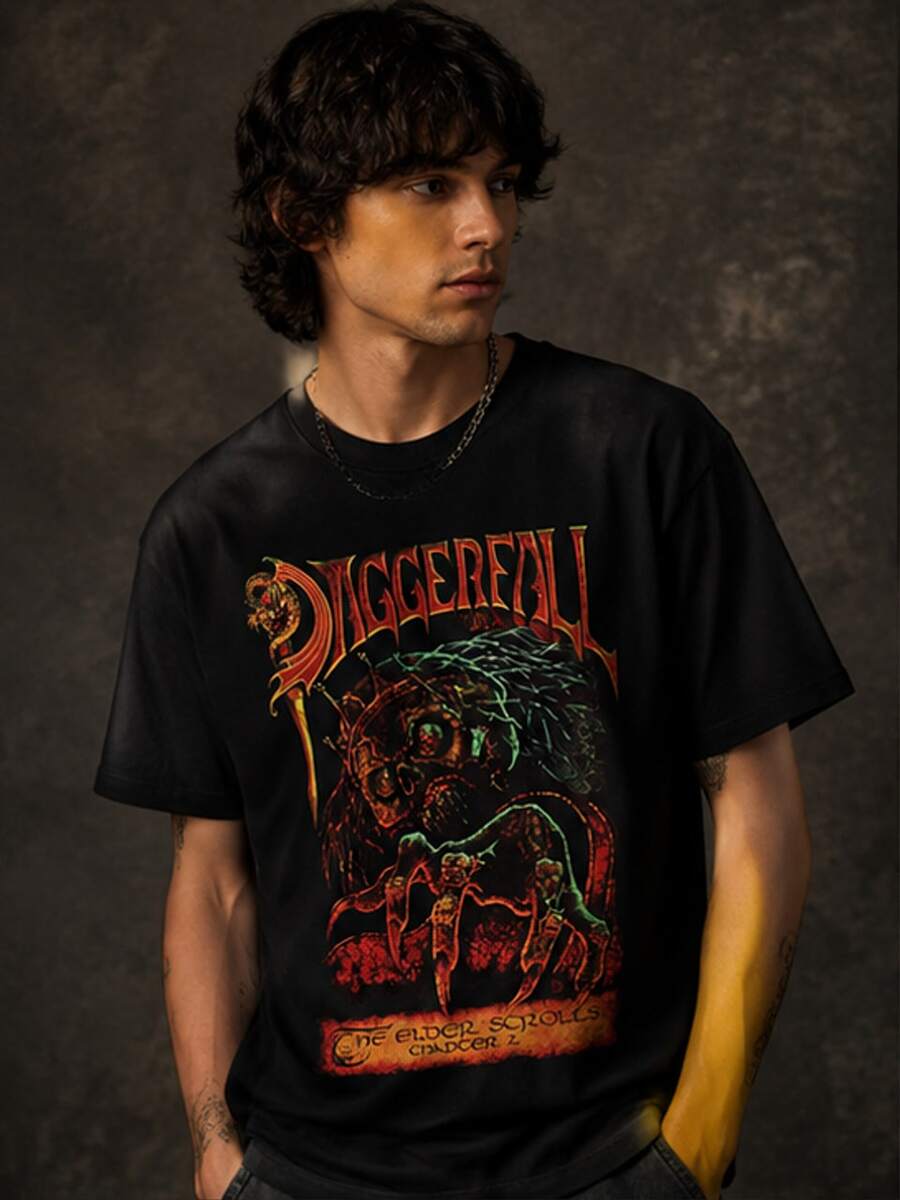 Lokale Lager,Marque,Daggerfall T-Shirt Man's Fashion Cotton Black Clothes XXL - 黑色 - 查看 1