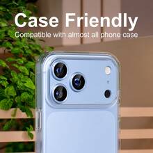CASECOPS 1pc Light Blue AR Camera Lens Screen Protector, Compatible With Smartphone, Compatible With IPhone 18 Pro Max/18 Pro, Sapphire Tempered Glass Lens Cover With Aluminum Alloy Metal Plate, 99% High Transparency, HD Clear Photo Effect, Anti-Glare Night Photography, Scratch-Resistant, Shock-Resistant, Compatible With Phone Case, Easy Installation, Full Camera Protection, One-Piece Rear Lens Protector - Light Blue - View 7
