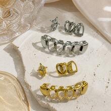 1 Set Personalized Cute Four-Pointed Star & Hollow Heart Zirconia Fashion Dental Decor Combination Set, Party Daily Funny Photo Props, Holiday Gift - Multicolor - View 2
