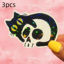 Dark Style CAT Skull Black Cat Sticker, Personalized Gothic Skateboard Decor Sticker, Waterproof Vinyl Sticker - Durable Matte Surface, Self-Adhesive Bumper Sticker, Suitable For Cars, Windows, Laptops, Trucks, Water Bottles - Multi-Functional Durable Design, Car Sticker - Vinyl - View 12