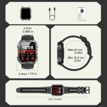 Blackview 2026升級版男士智能手錶,具備睡眠分析監測、藍牙無線通話、訊息通知、電池續航、心率、睡眠、血壓與血氧監測功能,內建LED手電筒、指南針及1條可替換錶帶 - 查看 11