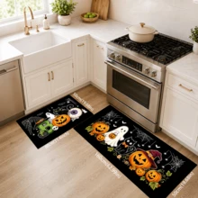 1pc, Cartoon Ghost Black Cat Pumpkin Pattern Printed Diatomaceous Earth Kitchen Mat, Halloween, Can Be Used As Halloween Gift, Halloween Decoration, Absorbent Kitchen Floor Mat, Kitchen Rug, Long Strip Foot Mat, Sink Front Mat, Suitable For Kitchen, Bathroom, Entryway, Hallway, Laundry Room And Home Decor - Multicolor - View 10