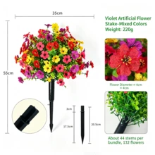 1pc Artificial Purple Flower Ground Stake, UV Resistant Faux Silk Flower, Suitable For Outdoor Garden Yard Patio Lawn Decoration, Multiple Colors Available - Bouquet - View 21