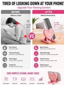 Heart-Shaped Desktop Phone Stand, Portable Design For Home, Office, Party Decor, Women's Travel And Kitchen Use, Suitable For All Phones, Ideal Desktop Ornament, Perfect Gift For Halloween And Christmas - A - View 2