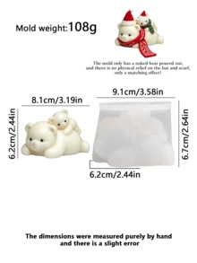 1pc Cute Christmas Parent-Child Bear Silicone Mold, Bear Shape Mold With Hat And Scarf, Suitable For Aromatherapy Candles, Handmade Soap, Plaster And Epoxy Resin Crafts - Silicone Candle Mold - View 13