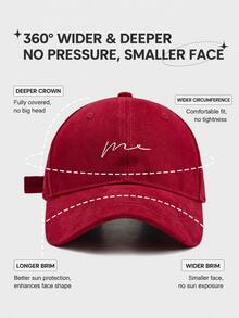 1pc Minimalist Embroidered Baseball Cap, Unisex Adjustable Casual Curved Brim Dad Hat, Classic Solid Color Design, Suitable For Outdoor Travel - A - View 6
