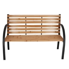 Banco de Jardín de Madera y Metal 120 x 62 x 81 cm - Camel - Ver 6