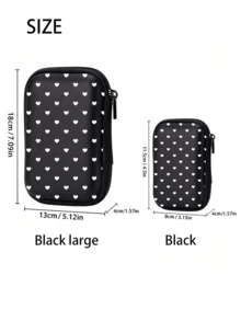 Heart Pattern Black Leopard Print EVA Hard Shell 4.3 Inch Compact Storage Box - Travel Protective Storage Bag, Suitable For Electronic Accessories, Earphones, Hard Drives And Data Cables; Anti-Drop Zipper Pouch, Teacher Gift, Back To School Season. (Storage Box Only) - Multicolor - View 4