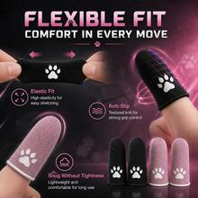 Cat Paw Gaming Finger Sleeves With Storage Case, Cute Paw Pattern Thumb Sleeves, High Sensitivity Breathable Anti-Slip Finger Covers For Mobile Gaming - Pink - View 3