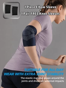 VBOSI 1pc Elbow Sleeve + 1 Pair Free Knee Sleeves, Knitted Sports Support Sleeve, Suitable For Fitness, Running, Basketball, Volleyball, Cycling And Daily Exercise, Unisex - Multicolor - View 7