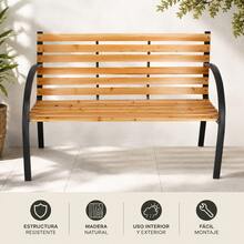 Banco de Jardín de Madera y Metal 120 x 62 x 81 cm - Camel - Ver 1