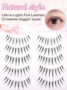 5 Pairs A-Type False Eyelashes, Japanese And Korean Delicate Style, Tapered Long Design Naturally Enhances Eye Shape, Creates 3D Big Eye Makeup Effect, Soft And Lightweight Fiber Bundles For Comfortable Fit, Easy And Quick DIY Application, Saves Makeup Time, Suitable For Beginners, Reusable, Ideal For Commute, Date, Travel, Party And Holiday Makeup, Perfect Gift For Best Friend And Girlfriend - Black - View 6