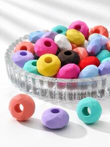 30pcs Candy Matte Multicolor Large Hole Rondelle Faceted Beads Acrylic Loose Beads For Bracelet Phone Chain Craft - Multicolor - View 6