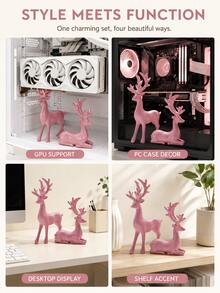 1 buah Braket Penyangga GPU Berbentuk Rusa dari Resin, Dudukan Kartu Grafis Warna Pink dan Braket Anti-Kendur, Dekorasi Casing PC Gaming, Stand Display Desktop, Aksesoris Komputer dan Dekorasi Ruang Gaming - Rusa merah muda - View 7