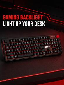 Teclado Gaming Lenovo K280 Inalámbrico de Tres Modos con Retroiluminación RGB Bluetooth 2.4G, Teclado Mecánico Compacto de 97 Teclas con Perilla de Volumen, Compatible con PC, Mac y Tableta - Ver 3