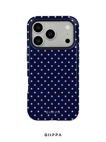 GIIPPA 1pc Fashionable New Phone Case, Blue Polka Dot Pattern Design, Full Coverage Hard Shell Design, Suitable For 11/12/13/14/15/14/15/16/17/AIR/Pro/Pro Max/Plus, This High-End, Fashionable And Fun Phone Case Is Suitable For Men And Women To Wear, Ideal Gift For Girlfriend On Easter, Spring, Wedding Season And Birthday - Multicolor - View 1