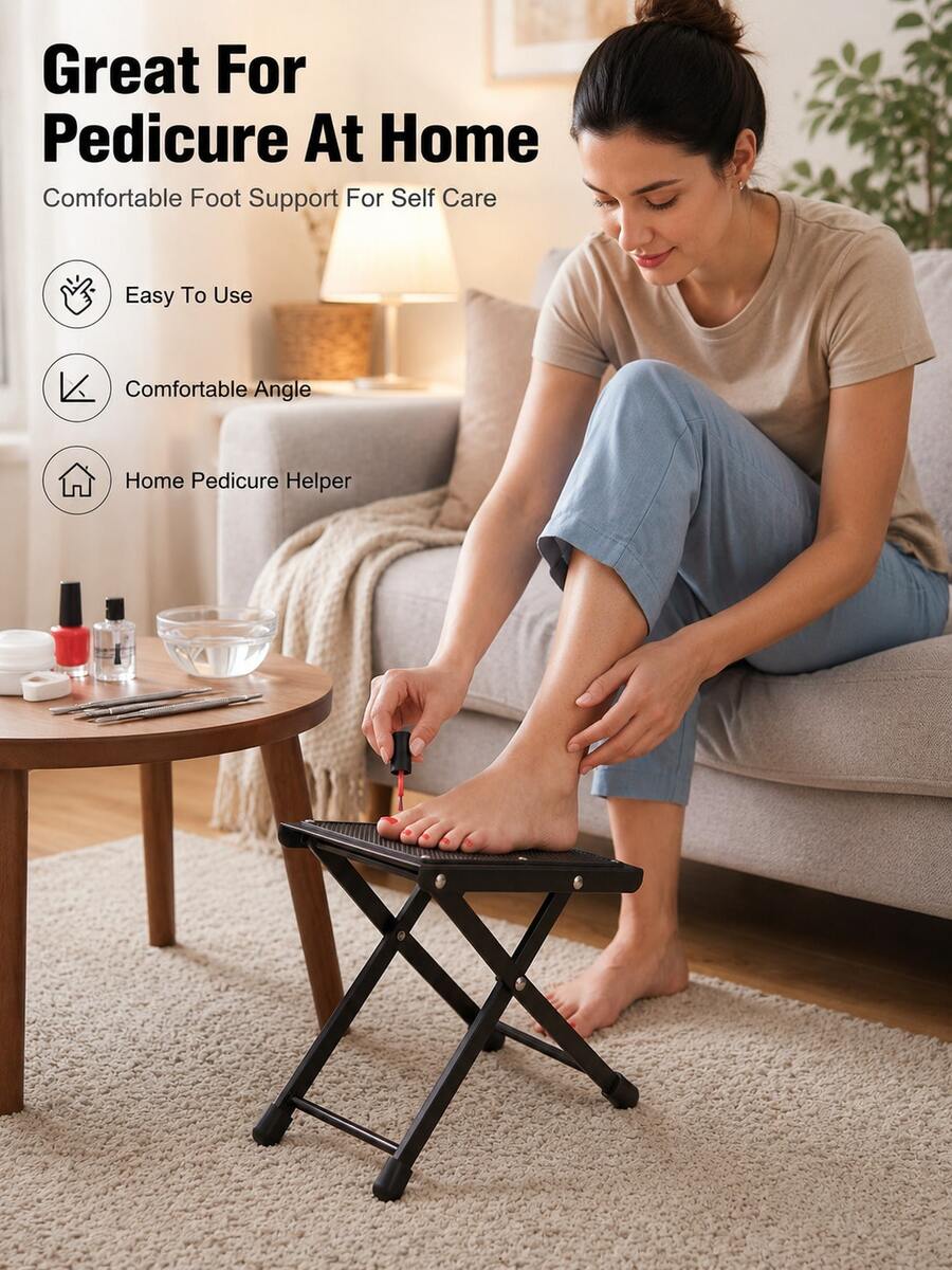 Adjustable Foot Care Stool - Heavy Duty Foldable Metal Foot Care Rack With Non-Slip Rubber Pads, Suitable For Salon Home Foot Massage And DIY Toe Nail Care, Ideal For Manicurists, Beauticians, Nail Technicians, Guitarists - Multicolor - View 1