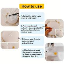 DIY Embroidery Kit - Water-Soluble Self-Adhesive Embroidery Patches, Clothes Embroidery Appliques, Convenient For Beginners, Suitable For Sweaters, Denim Jackets, Bags Embroidery, Embroidery Tools, Sewing, Needlework DIY Crafts And Garment Accessories - One Size - View 6