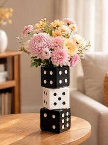 Multi-Color Dice Vase, Minimalist Decorative Vase, Vintage Home Decor, Suitable For Desk, Bookshelf, Dining Table, Bar Cart And Vanity. Unique Cool Room Decor. Rama Gifts Vase, Perfect For Birthday, Graduation, Back To School And Other Occasions. - Multicolored. - View 3