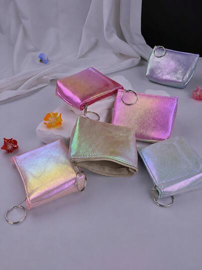 XD 12pcs/6pcs/3pcs/1pc Gantungan Dompet Koin Laser Warna-warni Modis - Tas Penyimpanan Barang Kecil Berwarna-warni dengan Resleting, Dompet Portabel untuk Kebutuhan Sehari-hari, Tempat Kartu, Cocok untuk Hadiah Liburan, Dompet Kecil untuk Pesta Pernikahan, Kebutuhan Penting Anak Perempuan, Kebutuhan Penting Perjalanan, Hadiah Hari Valentine dan Tahun Baru, Hadiah untuk Anak Perempuan