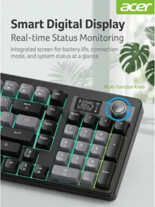 Acer OKW222 3-Mode Mechanical Feel Backlit Gaming Keyboard With Display, Compatible With PC, Laptop, And Office Use - View 6