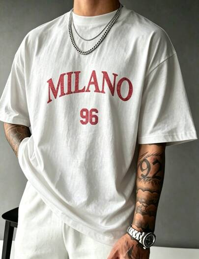 Milan Print Summer Short Sleeve Casual Tee, Circle Design. Unisex Streetwear, Stylish, Original, Comfortable, Top Quality, Top!