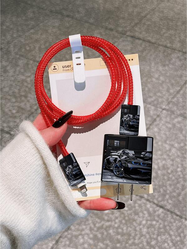 Personalized Car Pattern, Minimalist Apple Charger Protective Case, Compatible With 20W Phone 15 Charger 17/16 ProMax Phone Cable Protector, Anti-Bend, Anti-Cat Bite, Suitable For 13/14 Plus/17PROMAX/14 Data Cable Protector, Charger Protector. Valentine's Day Gift, Fashionable Phone Accessory Design - Plastic Cable Protector, Charging Cable Cable Protector